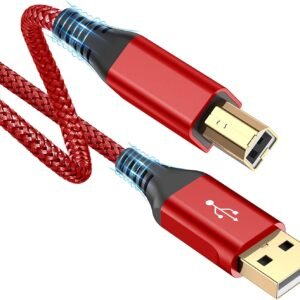 rts High Speed USB Printer Cable (2M 6.6 Feet) Nylon Braided USB 2.0