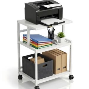 Premium Metal Iron White Printer Stand with Wheels – Heavy-Duty & Stylish