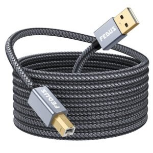 FEDUS 3M USB Printer Cable, Nylon Braided Gold Plated USB A to Male