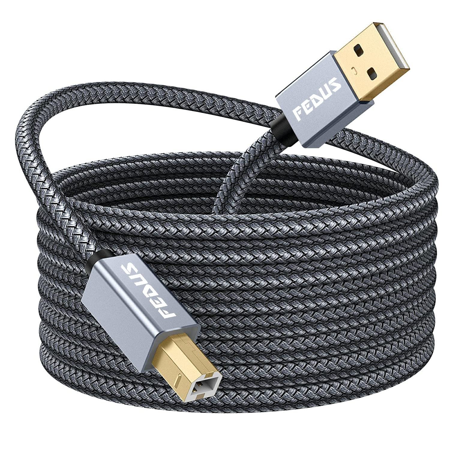 FEDUS 3M USB Printer Cable, Nylon Braided Gold Plated USB A to Male